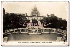 Old Postcard From Paris Sacre Coeur Basilica and St. Peter's Square