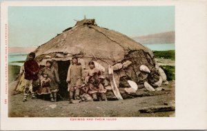 Inuit People 'Eskimos and Their Igloo' Edward Mitchell Postcard G44
