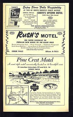 1960's Cafe Plaza Courts/Rush's/Pine Crest Motels Ad,Siou...