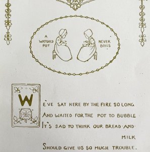 Watched Pot Never Boils 1906 Wise Sayings Print 6 x 4 MilIicent Sowerby DWZ3D