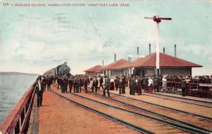Great Salt Lake Utah Midlake Station Antique Postcard J41077