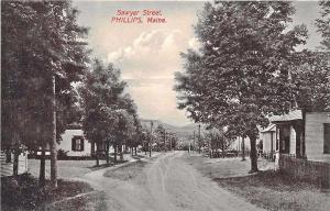 Phillips ME Dirt Sawyer Street View Postcard