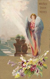 Easter Wishes Angel With Bouquet Of Flowers