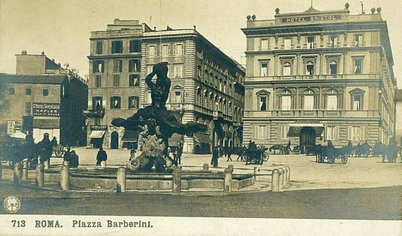 Postcard RPPC View of Piazza Barberina in Rome, Italy.         P2