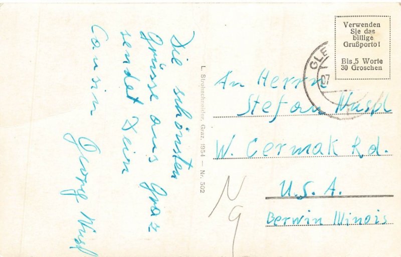 1954 Graz Austria Multi-View Postcard Hauptplatz Schlossberg Strohschneider