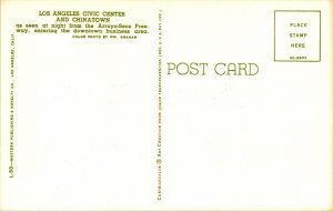 Los Angeles Civic Center Chinatown Postcard VTG UNP Curteich Vintage Unused 