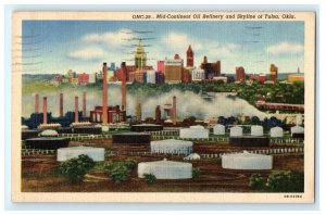 Mid Continent Oil Refinery Skyline Tulsa OK Oklahoma Postcard (BA6)
