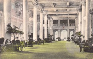 Lobby of the The Homestead Hotel, Hot Springs, VA, Early Hand Colored Postcard