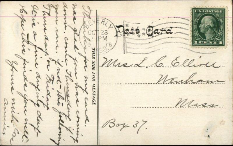 Beverly MA Cabot St. From Central 1916 Used Postcard