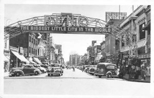 Reno Nevada Electric Sign Street Scene Real Photo Vintage Postcard AA13833