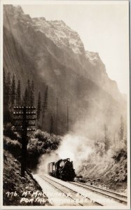 Byron Harmon 776 Mt. MacDonald BC & Train Unused Real Photo Postcard G30