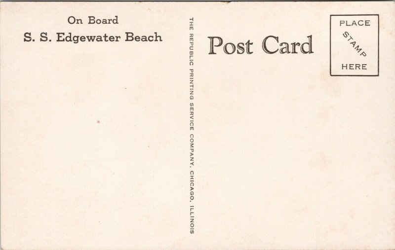 Chicago IL SS Edgewater Beach Yacht Club Ship Hotel Unused Republic Postcard F68