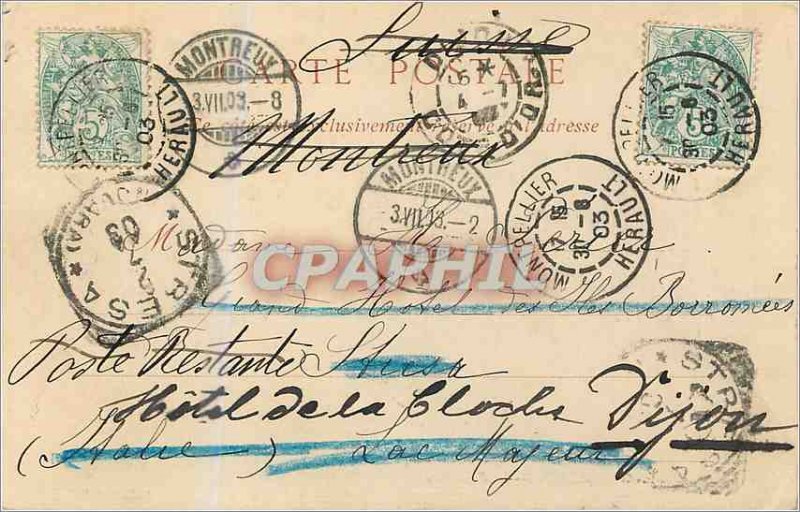 Old Postcard The Prefecture Montpellier (map 1900)