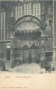 Antique Postcard Germany Jena Portal der Stadtkirche detail view