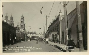 1925 RPPC Arco de la Mineria Calle Victoria en honor del Gen. Calles Chih Mexico