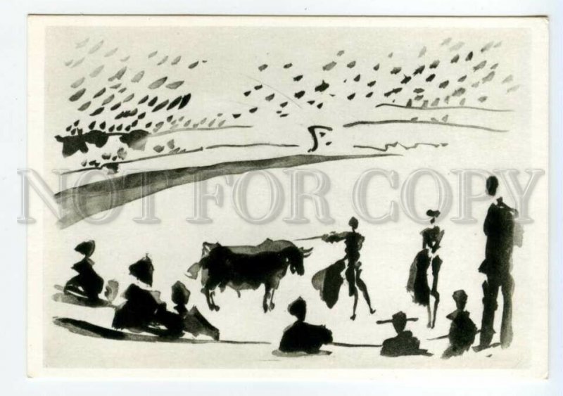 490662 FRANCE 1966 year Pablo Picasso bullfight silhouette postcard