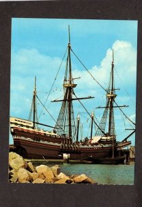 MA Mayflower Ship Boat Pilgrims Tall Ship Plymouth Massachusetts Mass Postcard