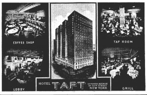 New York City Hotel Taft Coffee Shop Tap Room Lobby and Grill