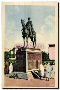 Old Postcard Casablanca Morocco statue of Marshal Lyautey