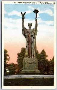 Vtg Chicago Illinois IL Statue Of The Republic Jackson Park 1920s View Postcard