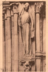 Vintage Postcard Cathedrale De Strasbourg La Synagogue Lady Sculpture France