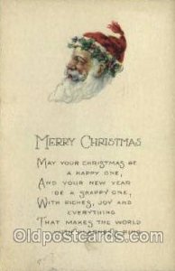 Santa Claus Christmas 1922 light crease left bottom corner tip, postal used 1922