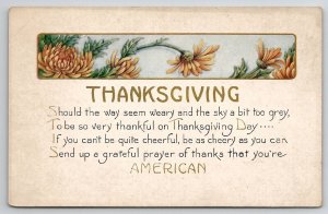 Thanksgiving Greeting Poem And Flowers Postcard K29