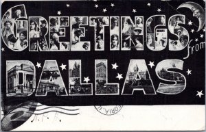 Postcard TX Dallas Greetings from Dallas Large Letter pictures ub black & white