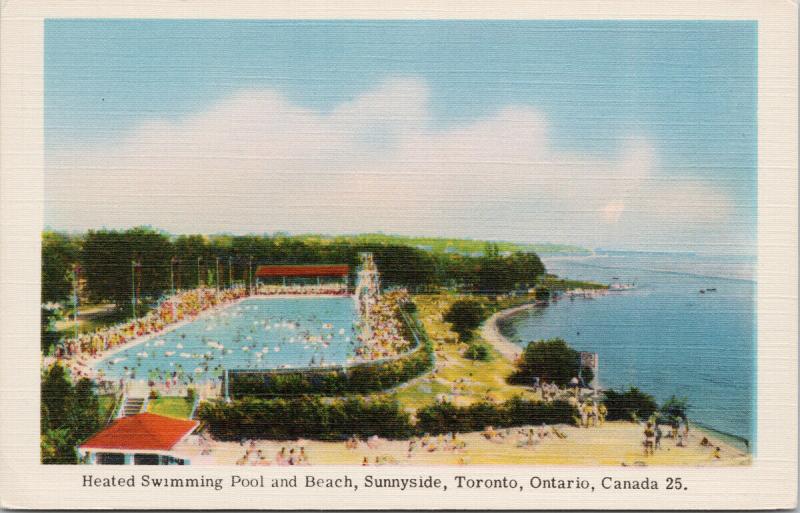 Swimming Pool Sunnyside Toronto Ontario ON Jack Bain Unused Linen Postcard F2