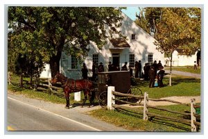 Vintage 1960's Postcard Mennonite Meeting House Heart of Dutchland Pennsylvania