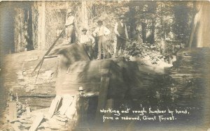 Postcard RPPC California Redwood Rough Lumber occupation 23-6972