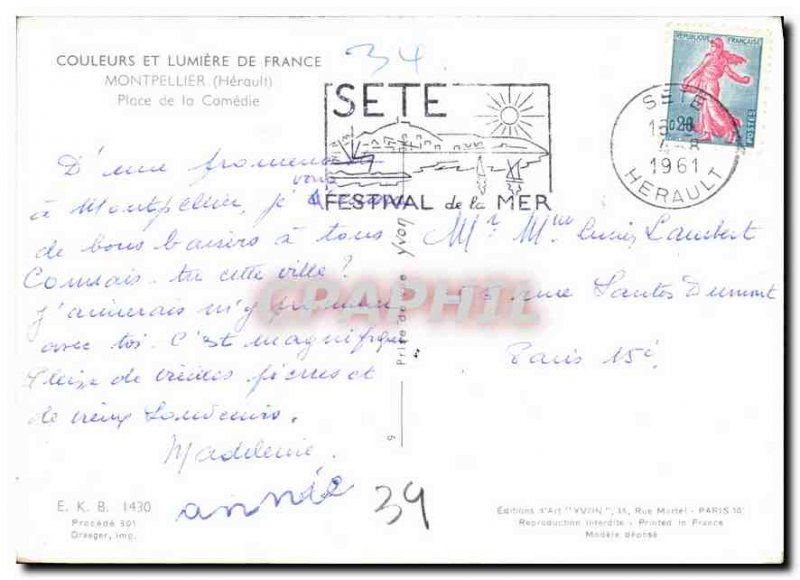 Postcard Modern Montpellier Herault Place de la Comedie