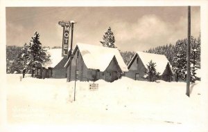 RPPC GATEWAY MOTEL Truckee, CA Winter Snow Tahoe c1930s Vintage Photo Postcard