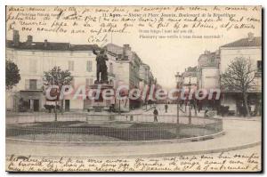 Postcard Agen Old Statue Square and Jasmine Boulevard De La Republique