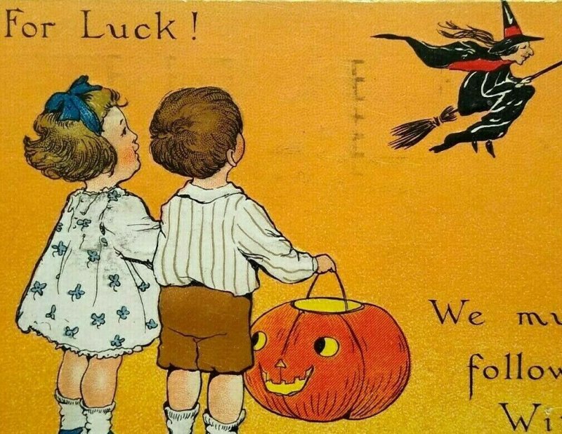 Vintage Halloween Postcard Tuck Series 188 Embossed Flying Witch Oakland CA 1912