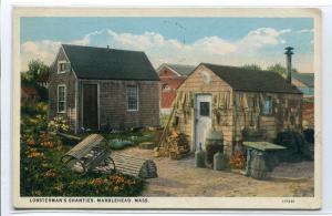 Lobsterman's Shanties Marblehead Massachusetts 1928 postcard