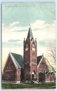 MT. VERNON, Illinois IL ~ METHODIST CHURCH 1907 Jefferson County Postcard