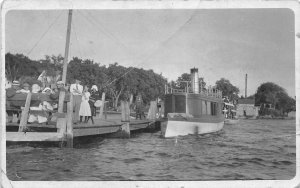 J17/ Minnesota RPPC Postcard c1910 Steamboat Dock Lake People 116