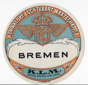 Vintage Bremen K.L.M. Air Lines Paper