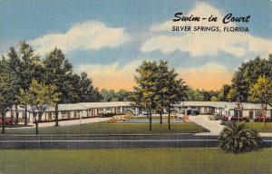 Silver Springs Florida Swim In Court Street View Antique Postcard K72391