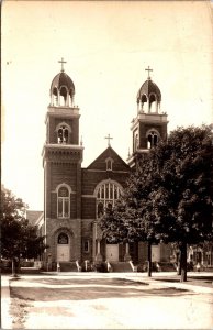 Real Photo Postcard The French Catholic Church in Alpena, Michigan