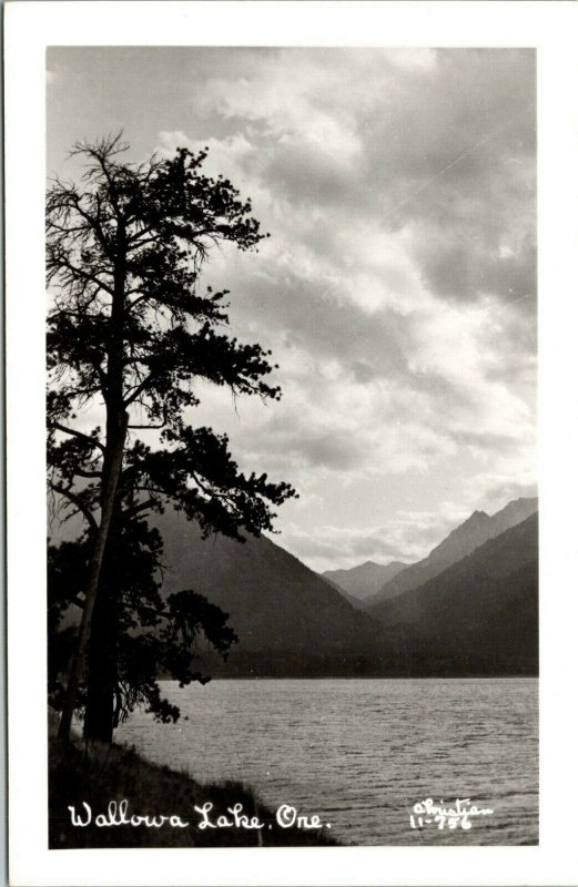 RPPC Wallowa Lake Oregon Real Photo Postcard Christian 11-756 Kodak UNP
