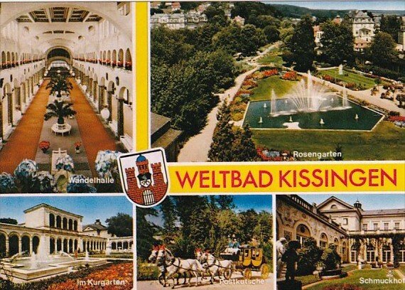 Germany Bad Kissingen Wandelhalle Rosengarten Kurgarten Schmuckhof und Postku...