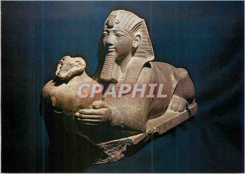 Old Postcard Sphinx image of Ramses II before him holding a vase overcomes th...