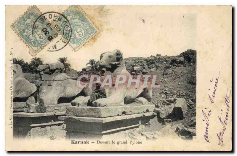 Old Postcard Egypt Egypt Karnak Before the great Pylon