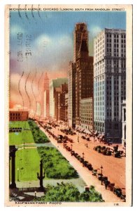 Vintage Michigan Avenue, Looking South from Randolph St, Chicago, IL Postcard