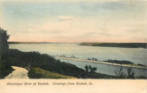 Postcard 1906 Iowa Keokuk Mississippi River hand colored Rollins IA24-3531