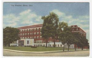 City Hospital Akron Ohio linen postcard