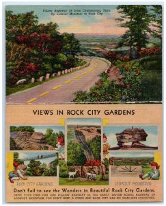 View On Rock City Gardens Follow Highway From Chattanooga TN Dual View Postcard