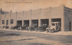 Landsdale Pennsylvania Fairmount Fire Co Fire Trucks Vintage Postcard AA63904 